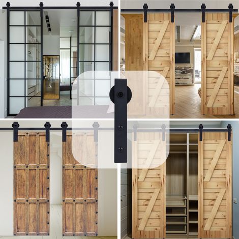 3.52M/11.5FT Kit per Porta Scorrevole Binario Hardware per Sistema Ante Scorrevoli Set Guide di Scorrimento per Porta