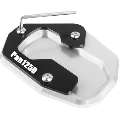 (Argent) Compatible avec Harley PAN AMERICA 1250 RA1250 S ADV 2020-2024 : béquille latérale CNC, extension de support, plaque de fixation agrandie maxpower (1/4)