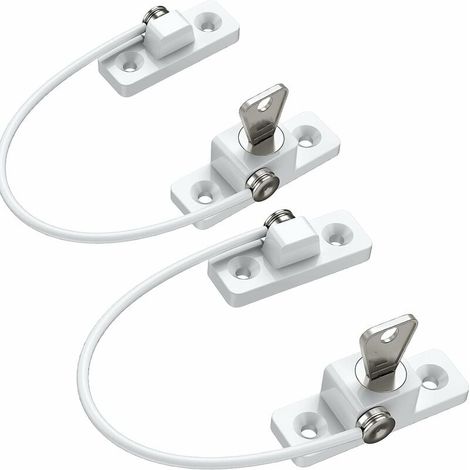 Sécurité Fenêtre Enfant,2pcs Protection Fenetre Enfant en Alliage de Zinc Bloque Fenetre Securite Enfant PVC avec Vis et Clés, parfaits pour Portes Fenêtres-Blanc (1/5)