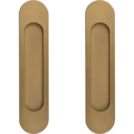 18CM Poignées de Porte Coulissante Ovales Autocollantes, 2 pièces Bronze Or Alliage D'Aluminium Affleurant Poignée Sans Poinçon pour Armoires de Fenêtres de Porte de Grange Coulissante (1/5)