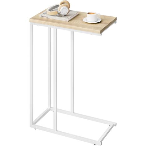 WOLTU Mesa Auxiliar Mesa de Centro Mesita de Noche Mesa Portátil Marco de Metal Tablero de Madera Roble Brillante 45x25x63.5cm (1/5)