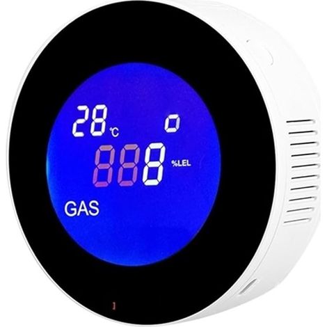 Détecteur gaz naturel et propane écran LCD, fixation murale avec câble alimentation. Capteur fuite gaz combustible : GPL, GNL, méthane (1/5)