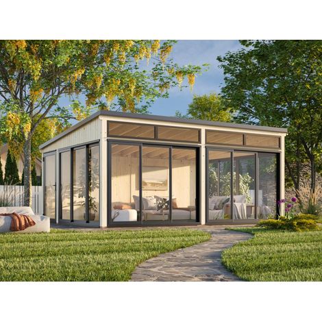 Abri de jardin en bois Saga 23,3 m2 Slide Naturel (1/5)