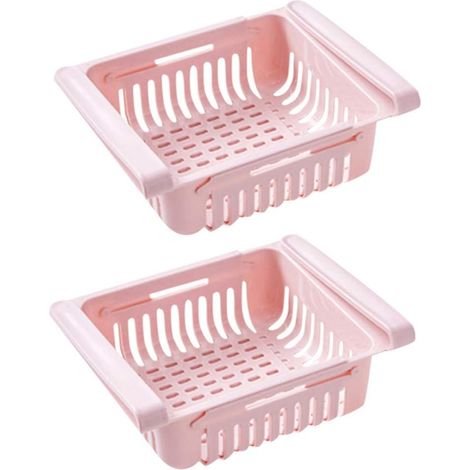 MINKUROW Frigorífico Cajón Organizador Cajón Frigorífico Soporte Estante Caja De Almacenamiento Nevera Partición Capa Hogar Organizador (2 Piezas, Rosa) (1/5)