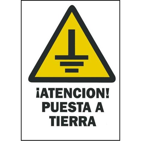 Cartello di avvertimento "attenzione messa a terra" in PVC 30x40 cm alta visibilità ATTENZIONE