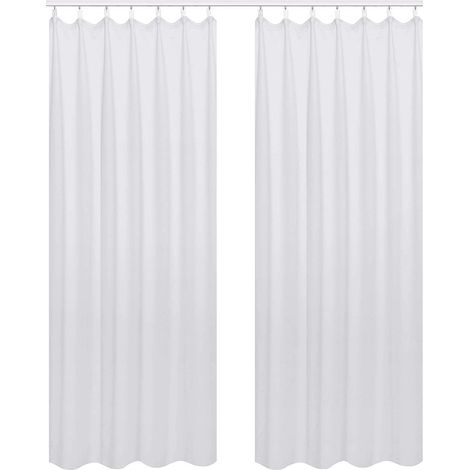 WOLTU 2 pièces Rideaux Opaque 135x245cm, occultants décoration intérieure, Suspension Facile, Gris Blanc VH5868ws-2 (1/4)