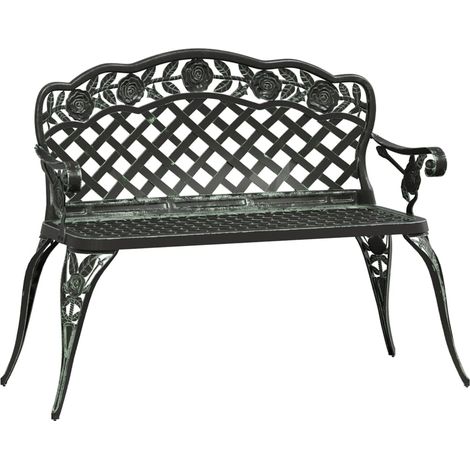 Banc de jardin meuble de patio d'extérieur terrasse 108 cm aluminium coulé vert (1/5)