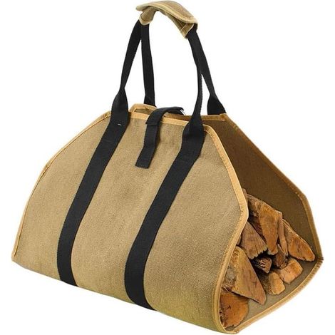 cesta para leña, bolsa para leña, cesta para leña para chimenea, bolsa para leña, carro de transporte de leña (1/4)