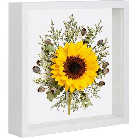 Cadre Photo 3D, Cadre Photo Profond à Remplir 25 x 25 cm, avec Plaque Acrylique Transparente, Cadre Objet 3D Profond 3cm, cadre photo 3D à Remplir, cadre pour Objets Suspendus, Blanc (1/5)
