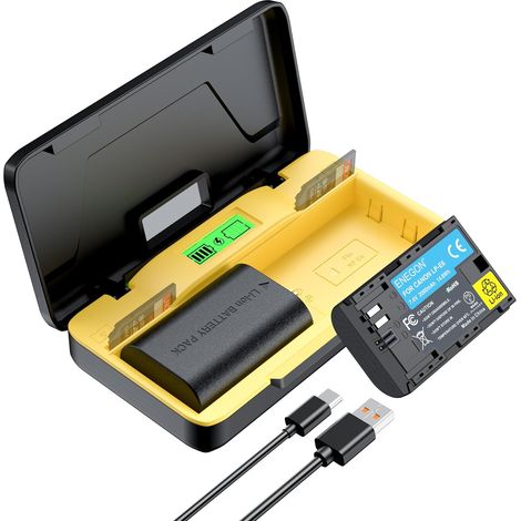 Chargeur Rapide de Stockage Double 20W (2X 2000mAh) Compatible avec EOS 5D, EOS 5D Mark II, EOS 6D, 7D, 60D, 70D, 80D, 90D, XC10, XC15, Écran LCD (1/5)