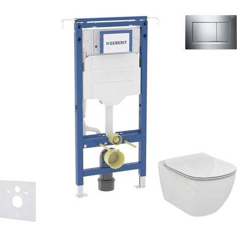 Geberit Duofix - Set Vorwandelement, Ideal Standard Tesi WC und Sitz, Sigma20 Tasten, Chrom SANI11CD1110
