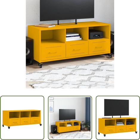 vidaXL Stahl-Schrank - TV-Schrank Senfgelb 100,5x39x43,5 cm Kaltgewalzter Stahl (1/5)