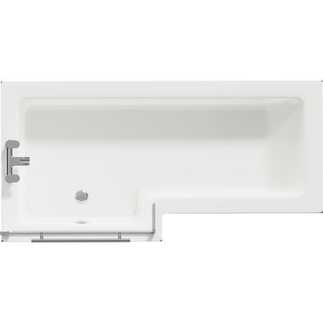 Loire 1700mm Left Hand L Shaped Shower Bath with Towel Rail Bath Screen and Gloss Grey Front and End Bath Panel (1/5)