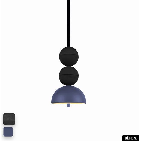 Lampe de suspension en béton - BOSFOR CONCRETE NOIR - INDIGO 2 BALLES LED 14W (1/3)