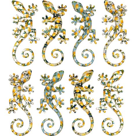 Lucertola in Resina Gialla 8 Diff. per Decorazione Giardino e Casa, Regalo Originale, Complemento Elegante