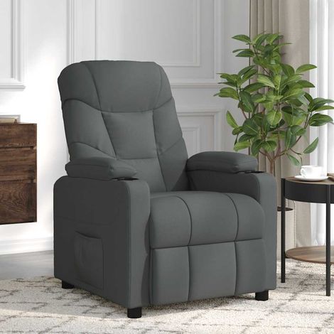 Fauteuil de massage-Chaise de relaxation-Fauteuil Relax Gris foncé Tissu 704513 (1/5)