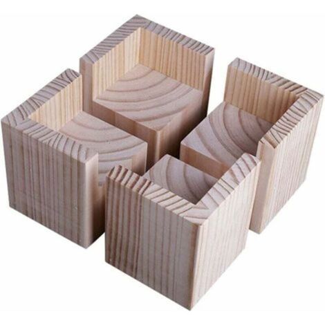 Lot de 4 élévateurs de Meubles Rehausseurs de Meubles en Bois, Lit de Bureau Riser Meubles Pieds de Levage Pieds jusqu'à pour Table de Bureau lit(Size:5x5x5cm) (1/4)