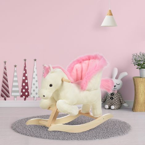 Cheval à bascule bébé avec effets sonores et poignées, adapté aux tout-petits de 1, 5 à 3 mois pour jouer en toute sécurité