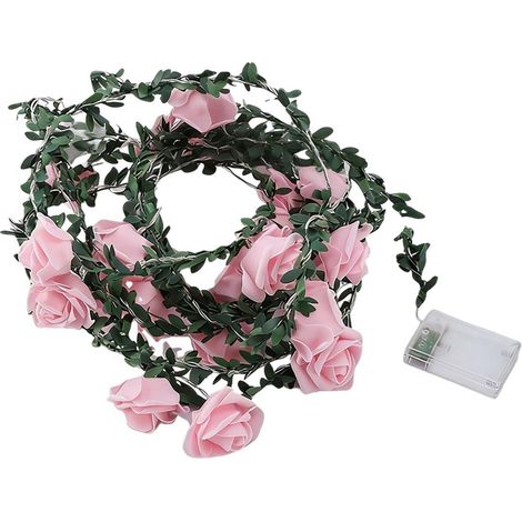 Guirlande Lumineuse Artificielle - 150 cm - 20 LED - Vigne de Roses en Plastique - Pour Décoration de Mariage Jardin ou Saint-Valentin - 1 Pièce (1/5)