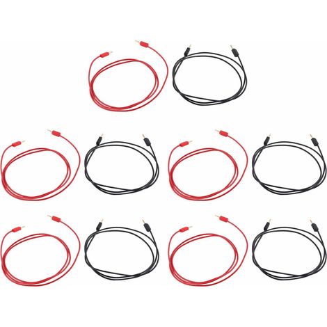 Lot de 5 câbles de test à fiches banane dorées avec douille 2 mm pour projets électriques (1/5)