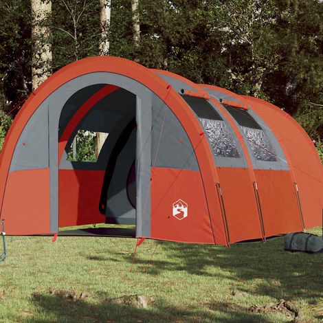 vidaXL Camping Tent Tunnel 4-Person Orange Waterproof (1/5)