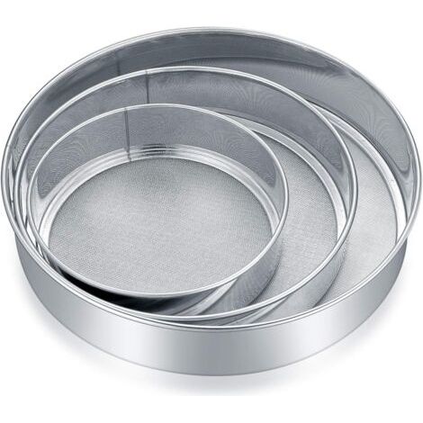 Tamis à farine en acier inoxydable, tamis à sucre glace, tamis à farine, tamis de cuisine à mailles fines, saupoudreur de farine pour la pâtisserie, la cuisine - 3 pièces, 3 tailles