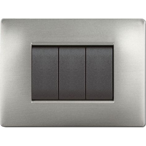 PLACCA LIFE Q LIVING PLAST ACCIAIO SATINATO 4P