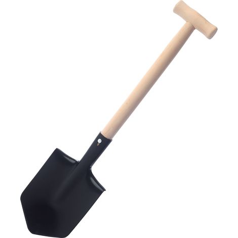 Garronda Mini Pelle Bêche Ronde en Métal, Jardinage, Voiture, Camping, Longueur: 62 cm, GD-0001 (Pelle en métal avec Manche en Bois)