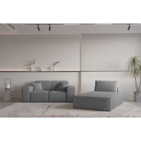 Sofa Set 2-teilig Sezlong und Sofa 2-Sitzer CELES PREMIUM Stoff Ascot Bukla Grau (1/4)