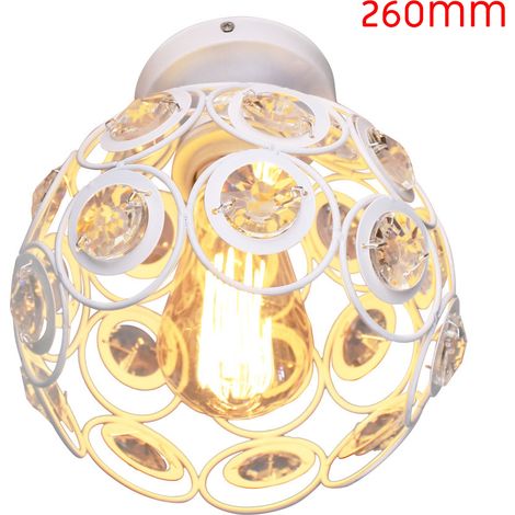 Plafoniera in Cristallo, Lampada da Soffitto a Semi Incasso con Ø26cm Paralume, Moderna Apparecchio di Illuminazione per Corridoio Cucina Isaland Camera da Letto Scala (Bianco)