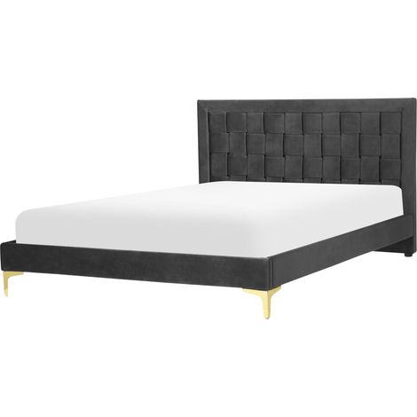 Bed Velvet LIMOUX 140 x 200 cm (EU Double) Black (1/5)