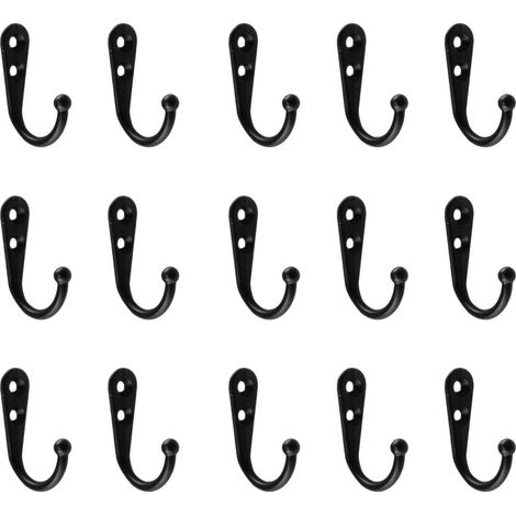 Lot de 15 crochets pour fixation murale, noir (1/5)