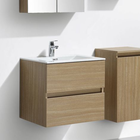 Mobile bagno singolo lavabo SIENA 60 cm - rovere chiaro (1/5)