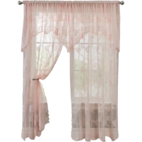 1 Panneau rideau dentelle florale avec cantonnière intégrée léger pour salon chambre (1/3)