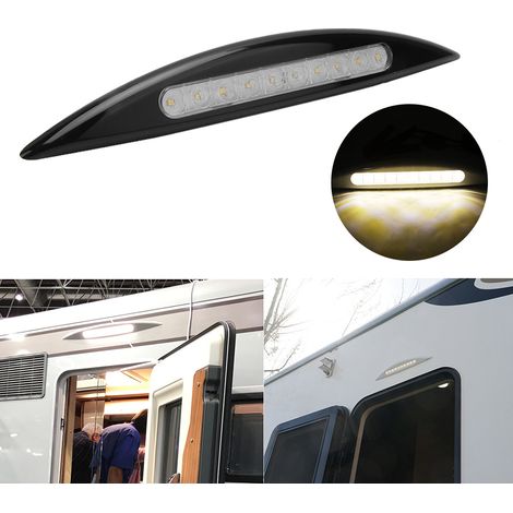 Lampe LED 12V 5W étanche pour extérieur, porche, auvent, annexe camping-car, lumière jaune, noir, usage extérieur (1/5)