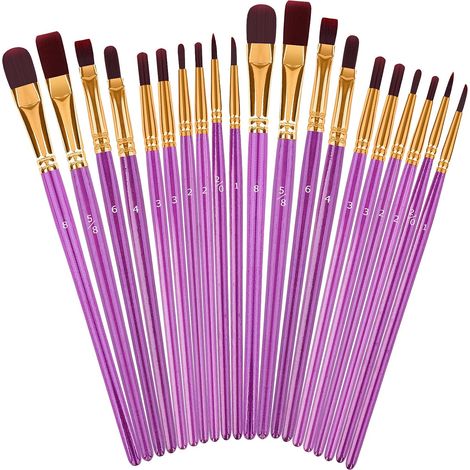 Ensemble de pinceaux (2 lots de 20) pour peinture acrylique, huile et aquarelle. Pinceaux d'artiste pour le corps, le visage, la pierre et la toile. Matériel de dessin pour enfants et adultes. (1/5)