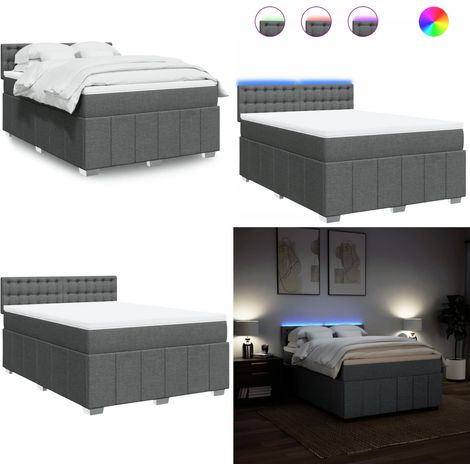 vidaXL Boxspringbett mit Matratze Dunkelgrau 140x200 cm Stoff (1/5)