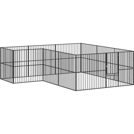 Maison Exclusive - Box per Cani 12 Pannelli Nero Acciaio Zincato