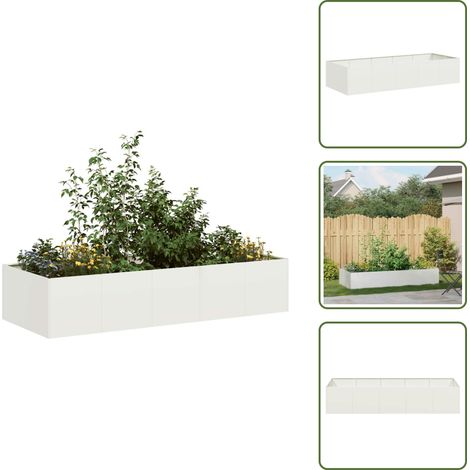 vidaXL Pflanzgefäß Weiß 200x80x40 cm Stahl (1/5)