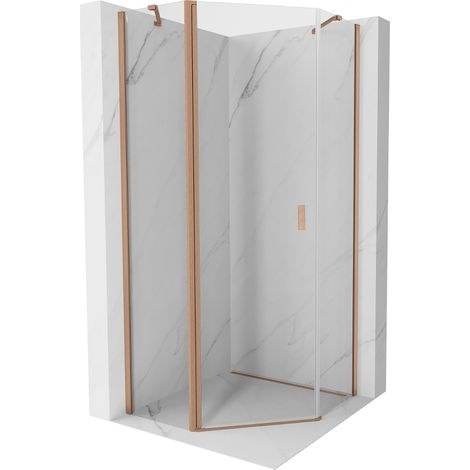 Mexen Mist cabine de douche pentagonale pivotante 80 x 80 cm, transparent, cuivre brossé - 8A8-080-080-65-00 (1/5)
