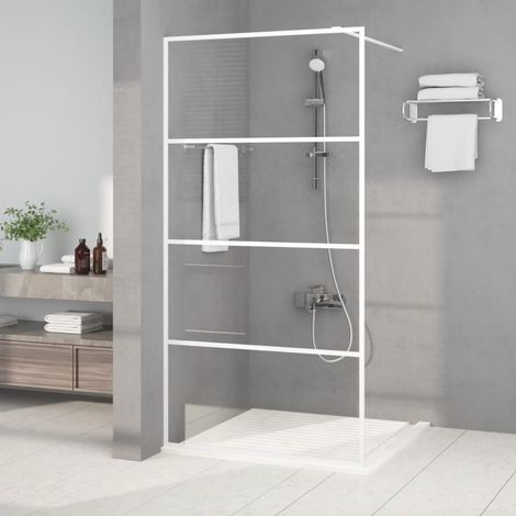 Paroi de douche pour douche à l'italienne, blanche, 100 x 195 cm, verre trempé de sécurité (1/5)