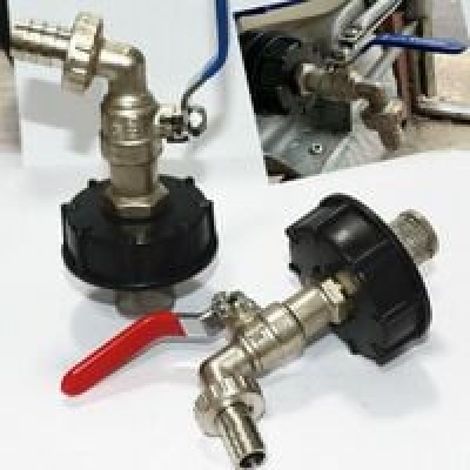 2 Stück IBC-Tankverschluss, S60x6 IBC-Anschluss-/Nippelverschluss, 1/2"-Auslassdurchmesser, 60 mm Einlassdurchmesser für IBC-Tankventil – Schwarz