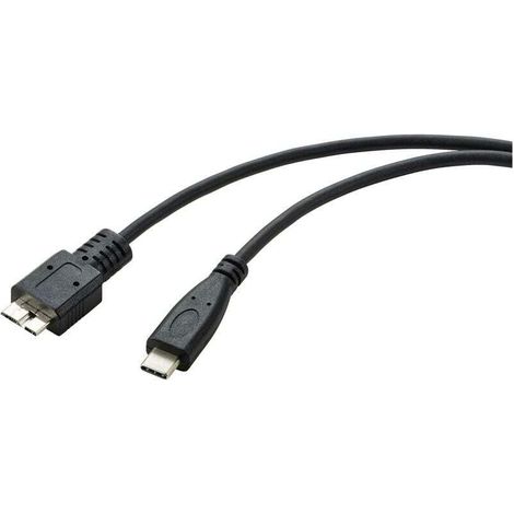 Câble adaptateur USB 3.0 — USB-C mâle vers Micro-B mâle, 0,5 m, modèle RF-5720384, rond, noir C879052 (1/3)