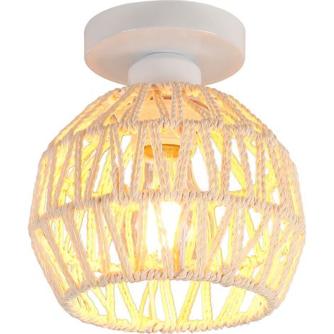 Lampe De Plafond Rétro Luminaire Plafonnier Tressé En Corde De Chanvre Plafonnier D'Intérieur Moderne Pour Cuisine Couloir Blanc (1/5)
