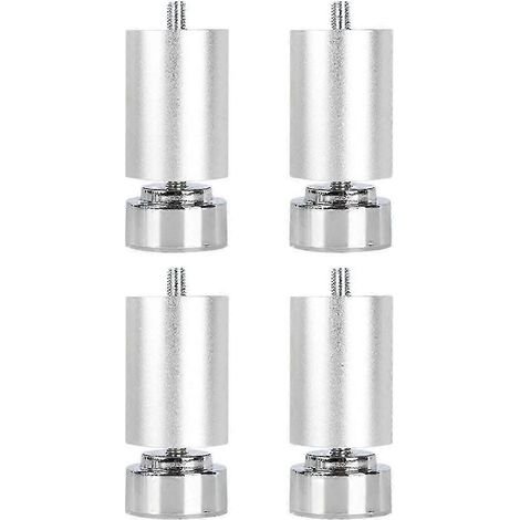 Quatre pieds de meubles en métal robustes et réglables, filetés M10, adaptés aux canapés, lits, tables, etc., argentés, 10 cm. (1/5)