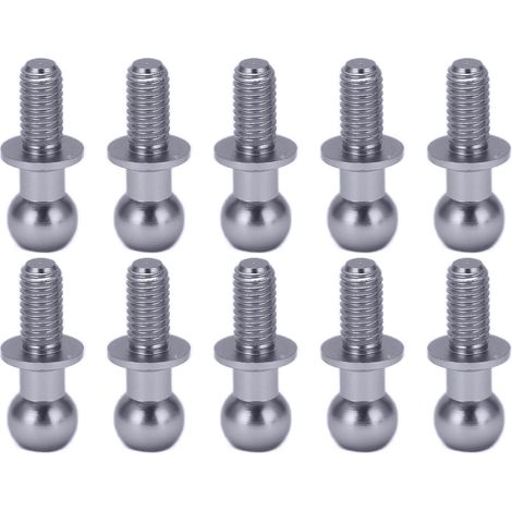 Lot de 10 biellettes de suspension à rotule en métal, embouts d'amortisseur pour voitures RC Tamiya TT01 et TT02, couleur titane. (1/5)