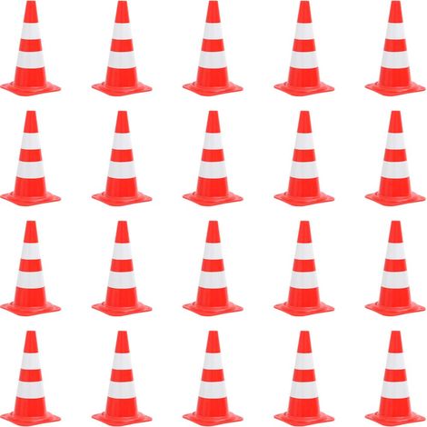 20 Cônes de signalisation 50 cm de hauteur réfléchissants Rouge et blanc (1/5)