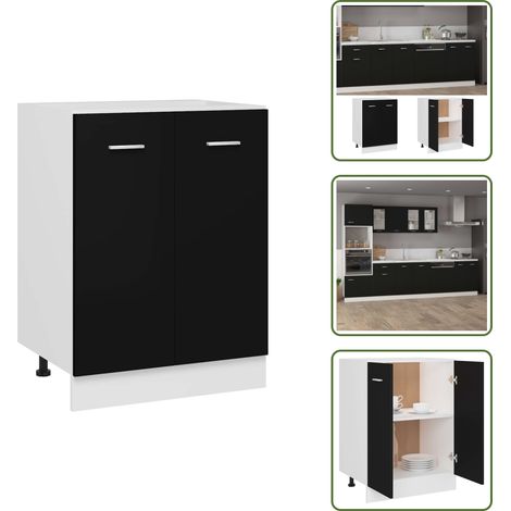 Armadio con ripiani - vidaXL Armadio Inferiore “Lyon” Nero 60x46x81,5 cm - Armadio con ante