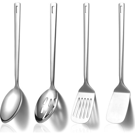 4 Pièces Ustensiles de Cuisine, Acier Inoxydable, Moulage Tout-en-un, Surface Lisse, Prise Ergonomique, Cuisson Quotidienne (1/5)