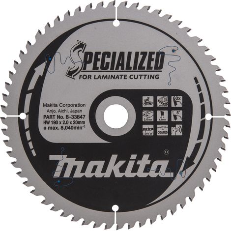 Makita – Disque à lamelles pour meuleuse 190mm – 60 dents – Coupe nette sur stratifiés et MDF – B33847 (1/4)